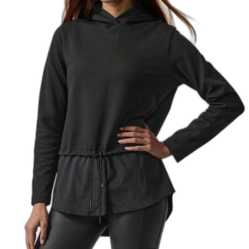 Athleta Women's Gallery Hoodie Tunic Black Athleisure Sports Oversized XS